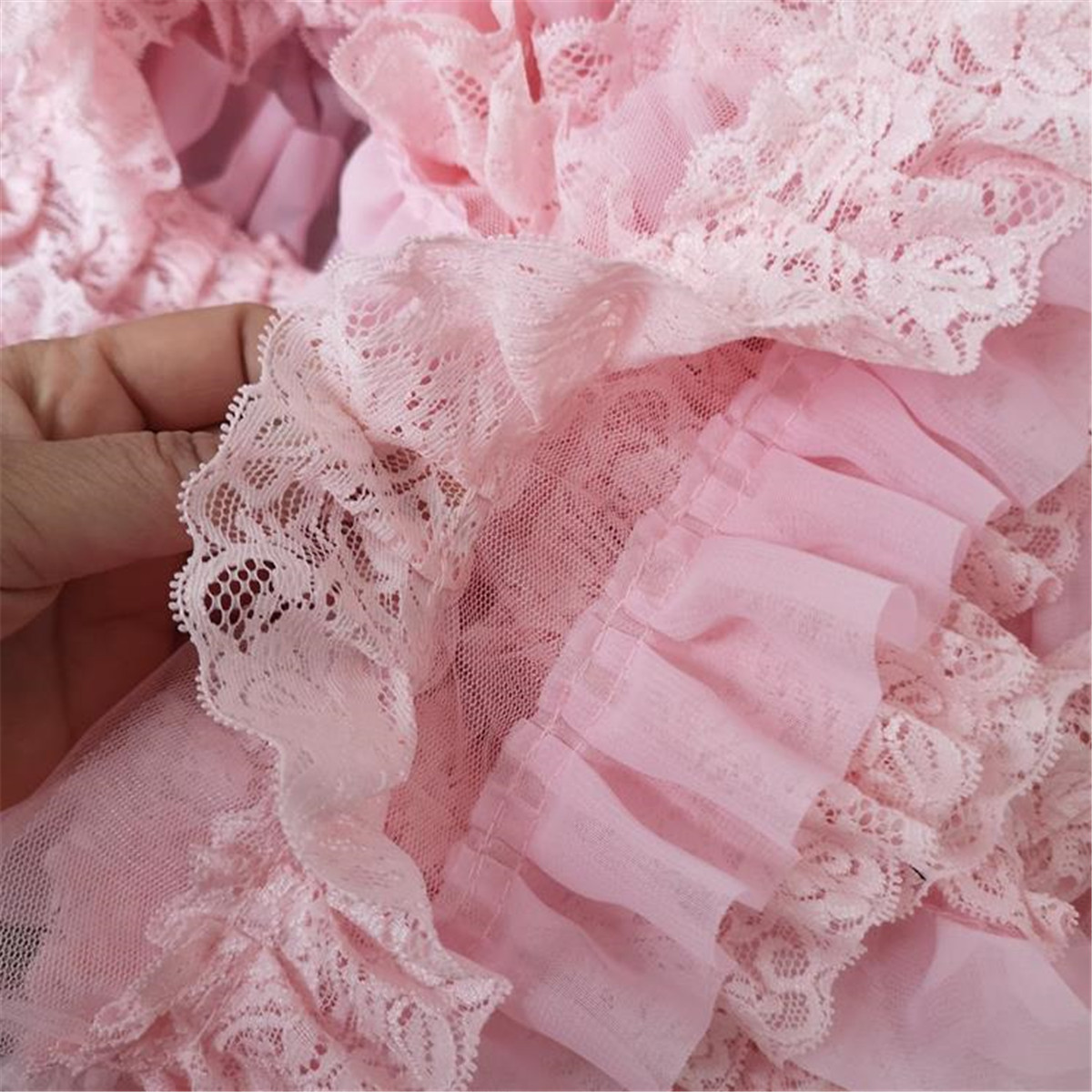 50cm Pink Chiffon Ruffle Lace Trim 3 Layer Pleated Ribbon Sewing 394 Width 885085902773 Ebay 1446