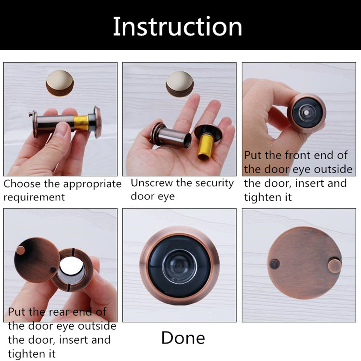 200° Adjustable Door Peephole Viewer Wide Angle Eye Spy Sight Hole ...