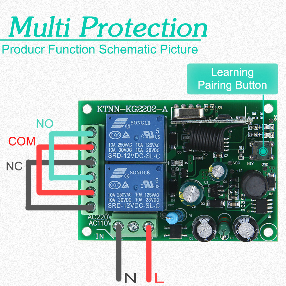 2CH 433 MHz Funk Fernbedienung Garagentor Funk Handsender+Empfänger