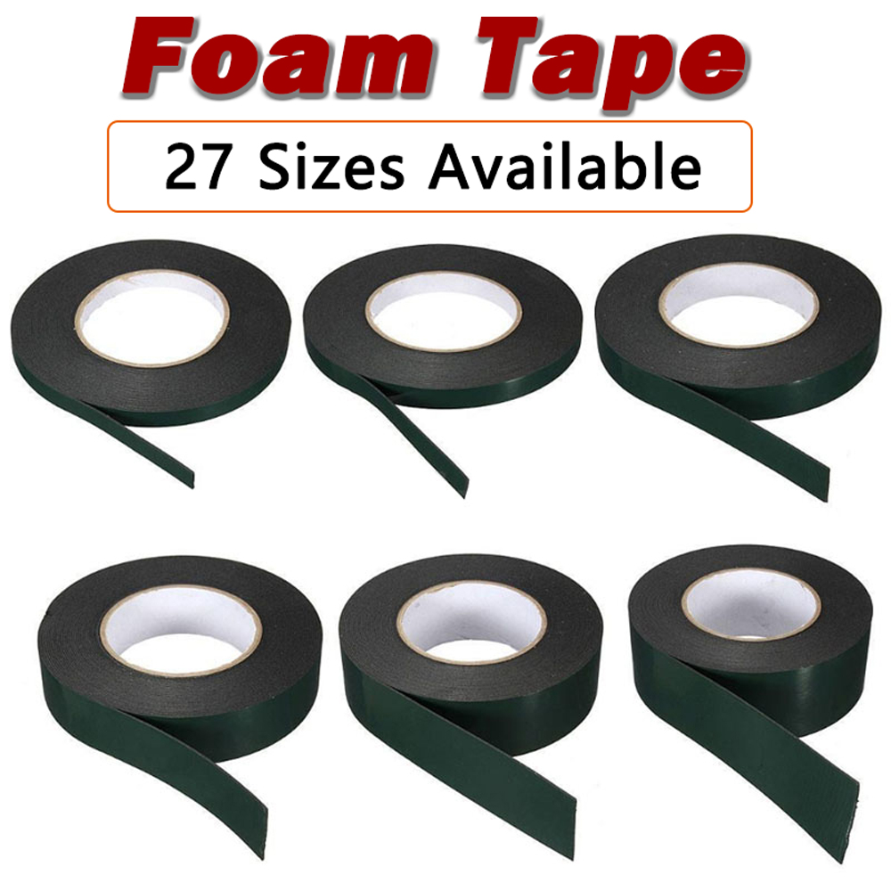 Set Of 4 12mm x 5m Black Multi Purpose Double Sided Adhesive Automotive Foam Car Body Tape