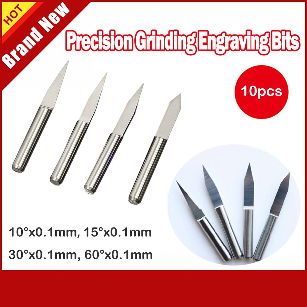 FLY MEN 10pcs 0.1mm 30 Degree CNC Router Bit Precision Grinding V-Shape Carbide PCB Engraving Bits
