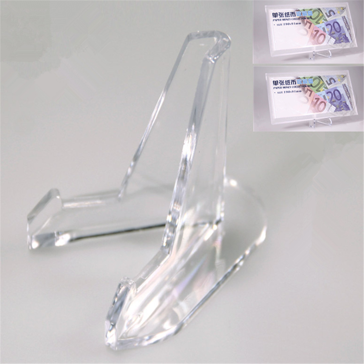 2Pcs S+M Acrylic Clear Coin Display Stand Holder Easel For Coins Cards Tablets