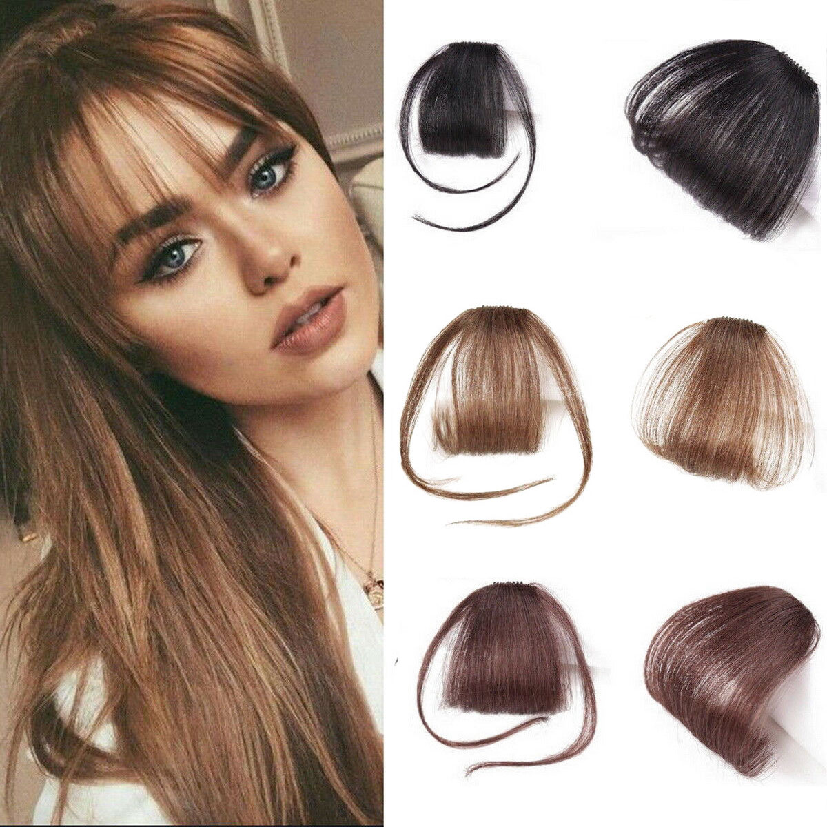 Thin Neat Wispy Air Bangs Remy Human Hair Clip In Fringe Front
