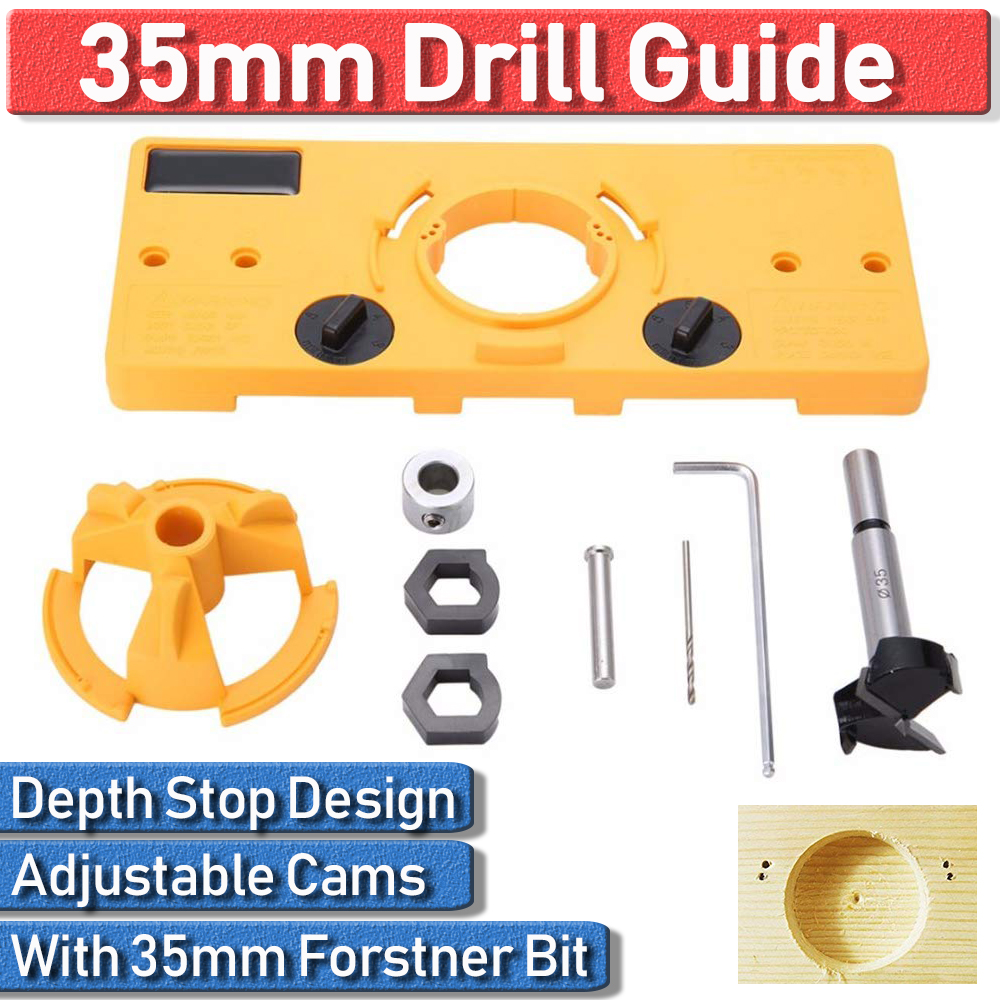 35MM Concealed Hinge Hole Jig Guide Forstner Drill Bit Fit 