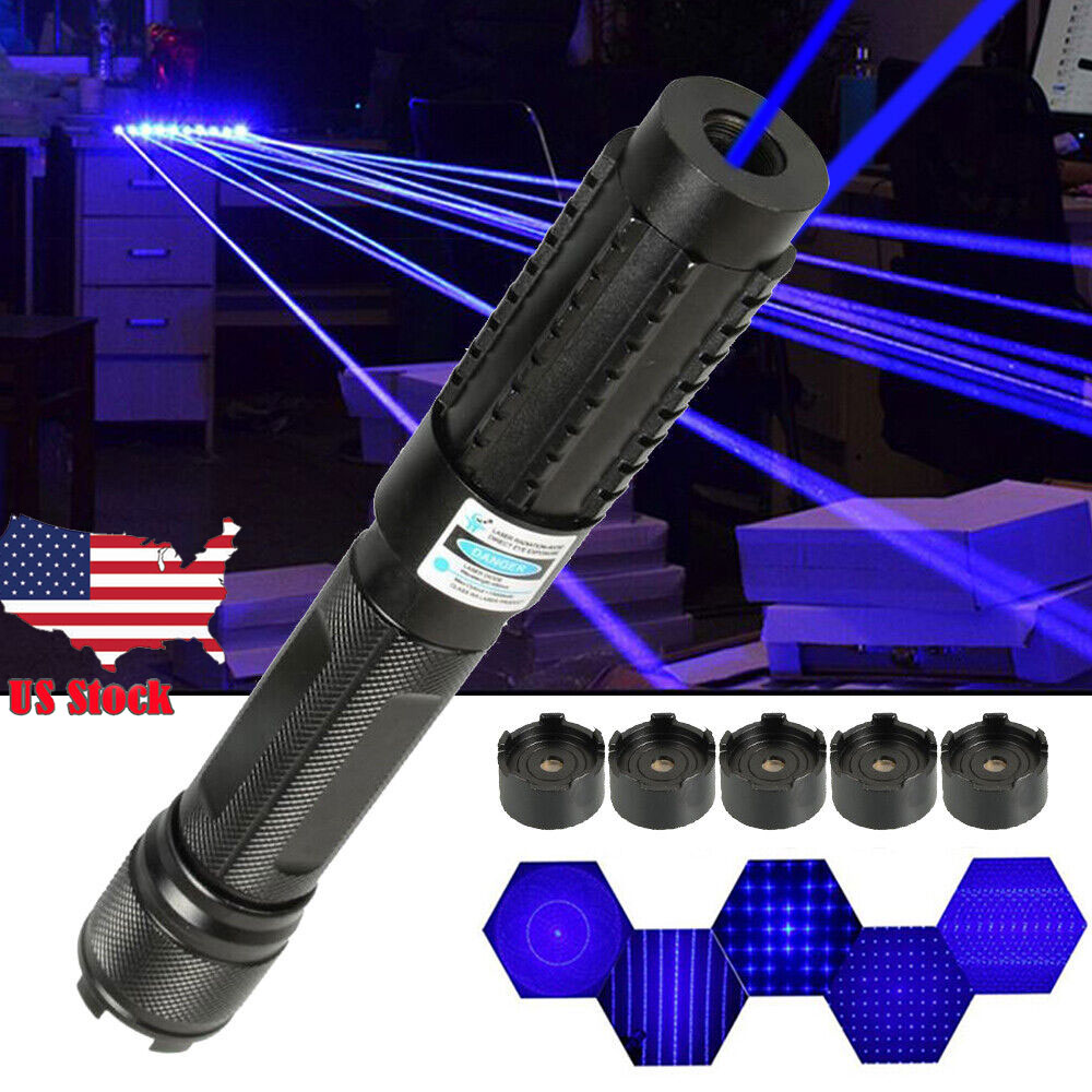 8000M Blue Burning Laser Pointer High Power Adjustable Visible Beam Dot  Light US