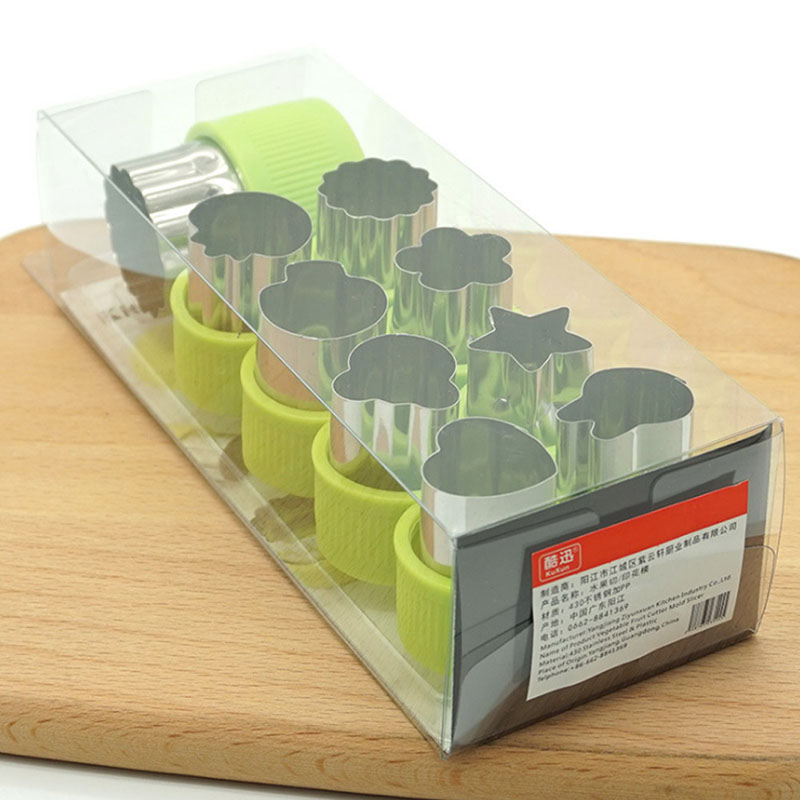 Fruit Cutter Shape Set Kitchen Mini Cute Cheese Presser Mold 9 Pcs