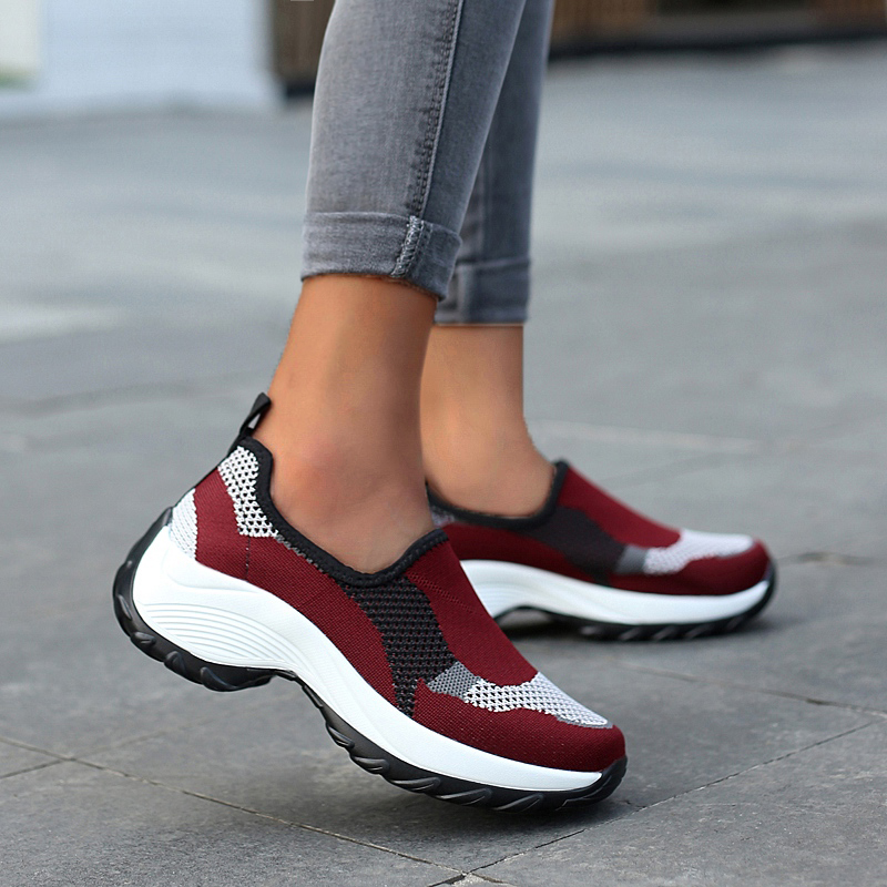 black mesh slip on trainers