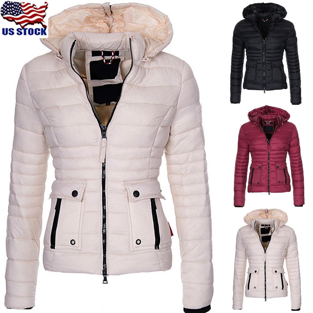 Women's Ladies Winter Warm Quilted Padded Bubble Hooded Coat Jacket ...