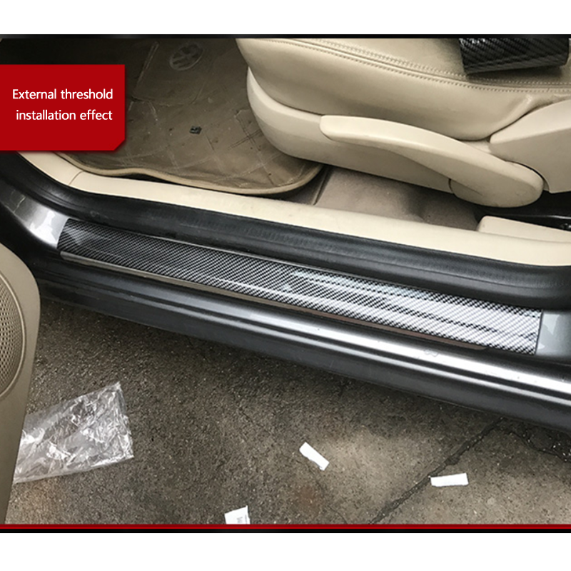 Car Door Sill Step Plate Bumper Protector Strip Decal Carbon Fiber 10cm