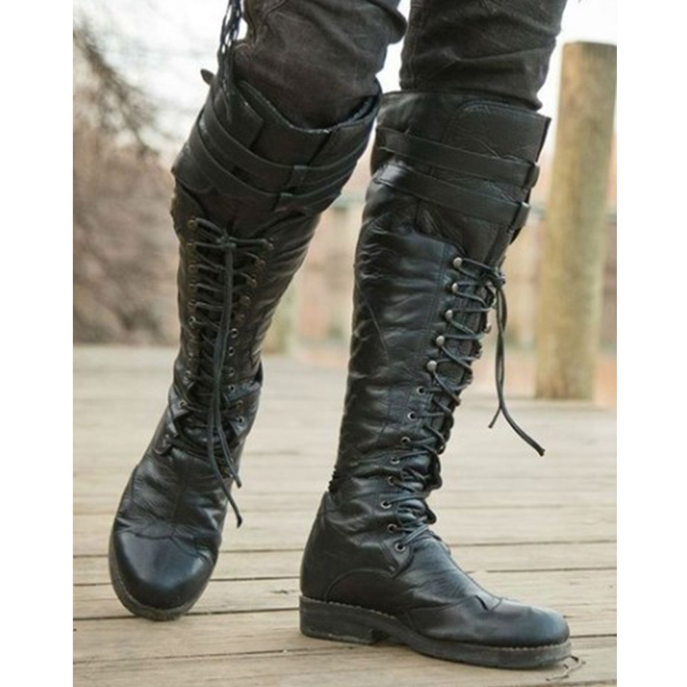 mens knee high biker boots