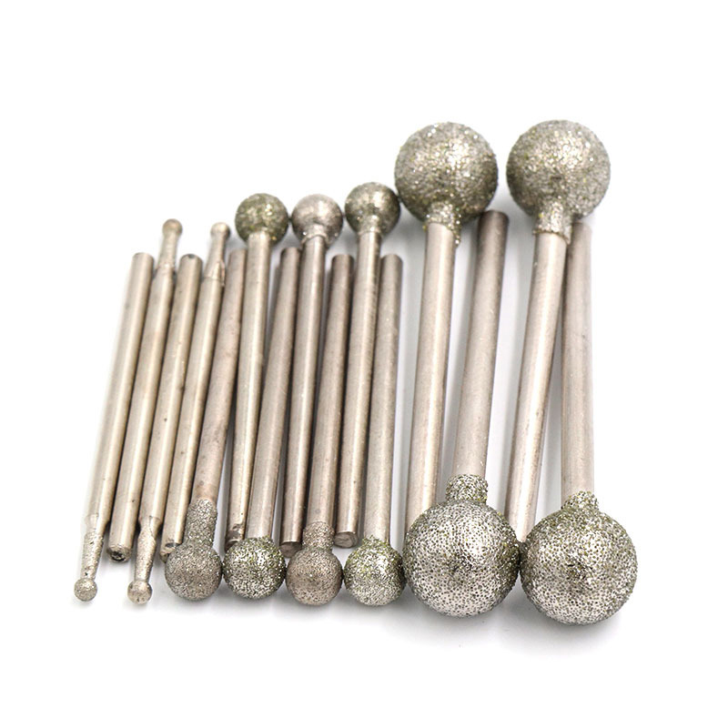 0.5mm-12mm Ball Round Rotary Diamond Burr Drill Bit Grinding Carving 40 Grit