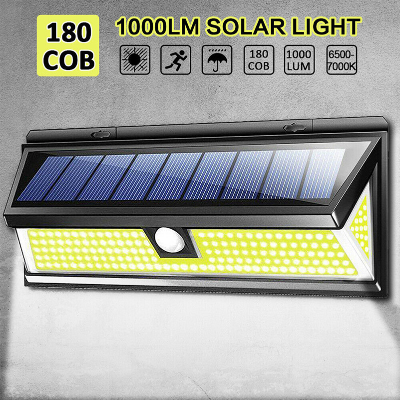 100LED Solar Powered PIR Motion Outdoor Garden Light Security Flood Wall Lamp CY