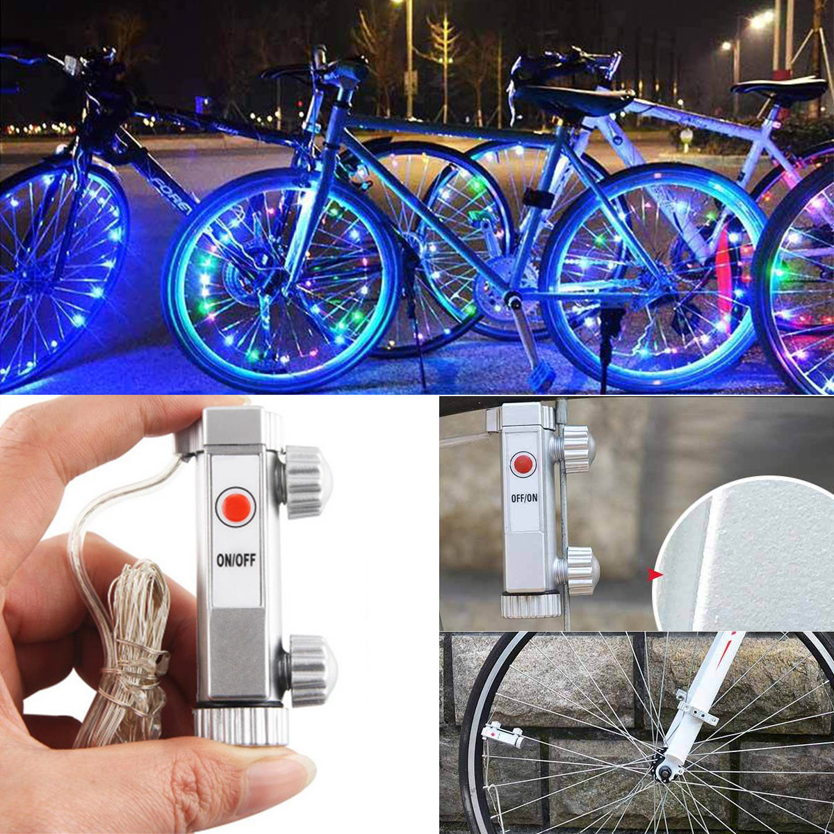 20 LED Bicycle Bike Cycling Rim Lights LED Wheel Spoke Light String Strip Lamp