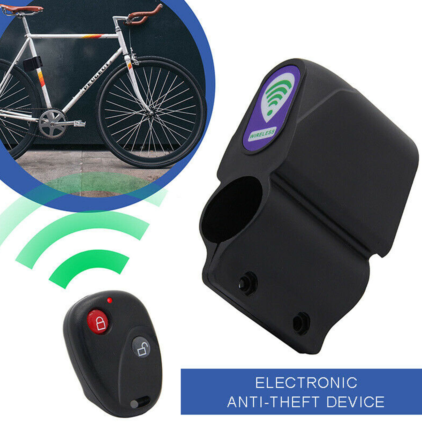 A6 Vélo Cyclisme Sécurité Télécommande Sans Fil Vibration Alarme Anti-vol BSN
