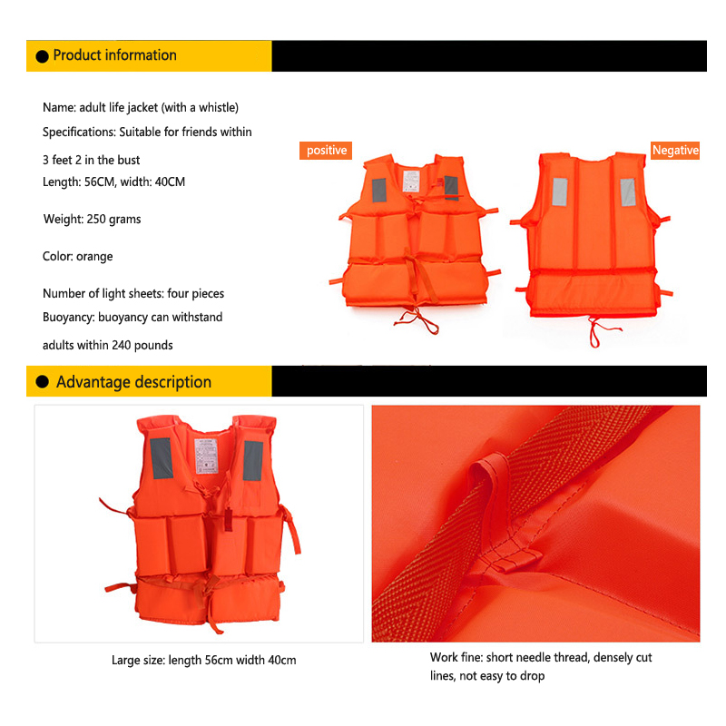 Adults Life Jacket Water Safety Vest Swimming Boating Buoyancy Aid Vest ...